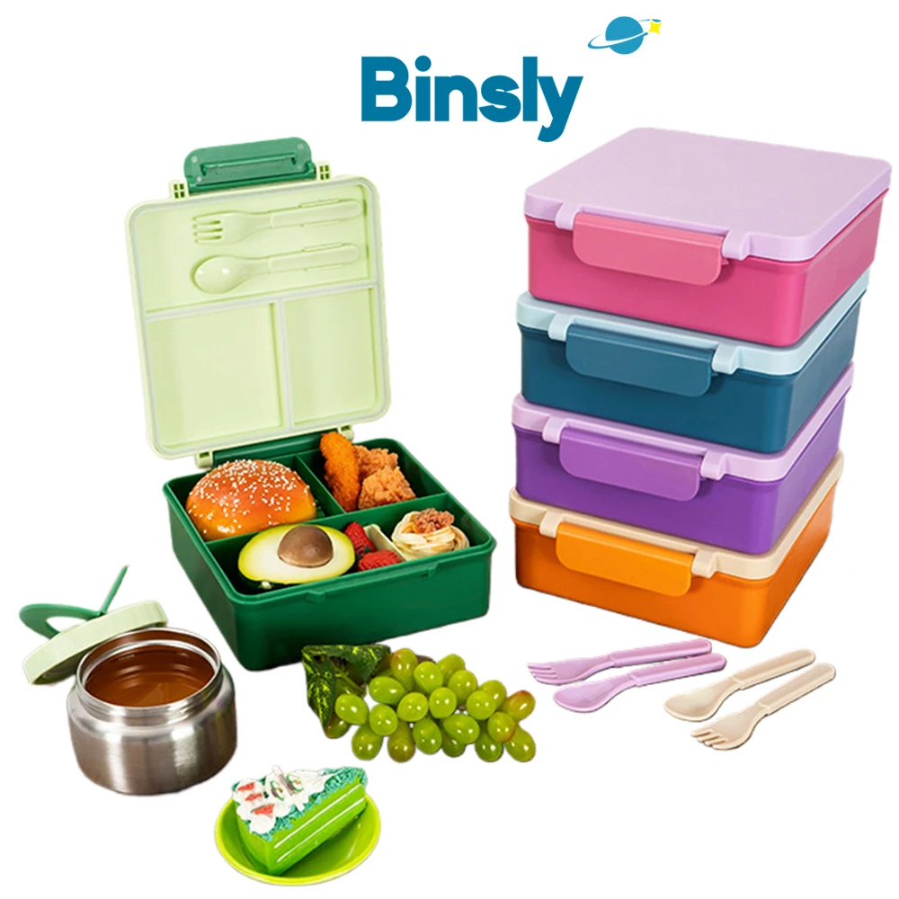 

Портативный ланч-бокс с изолированной столовой из нержавеющей стали, герметичный ланч-бокс из нержавеющей стали Tritan, набор столовых приборов Bento для школы
