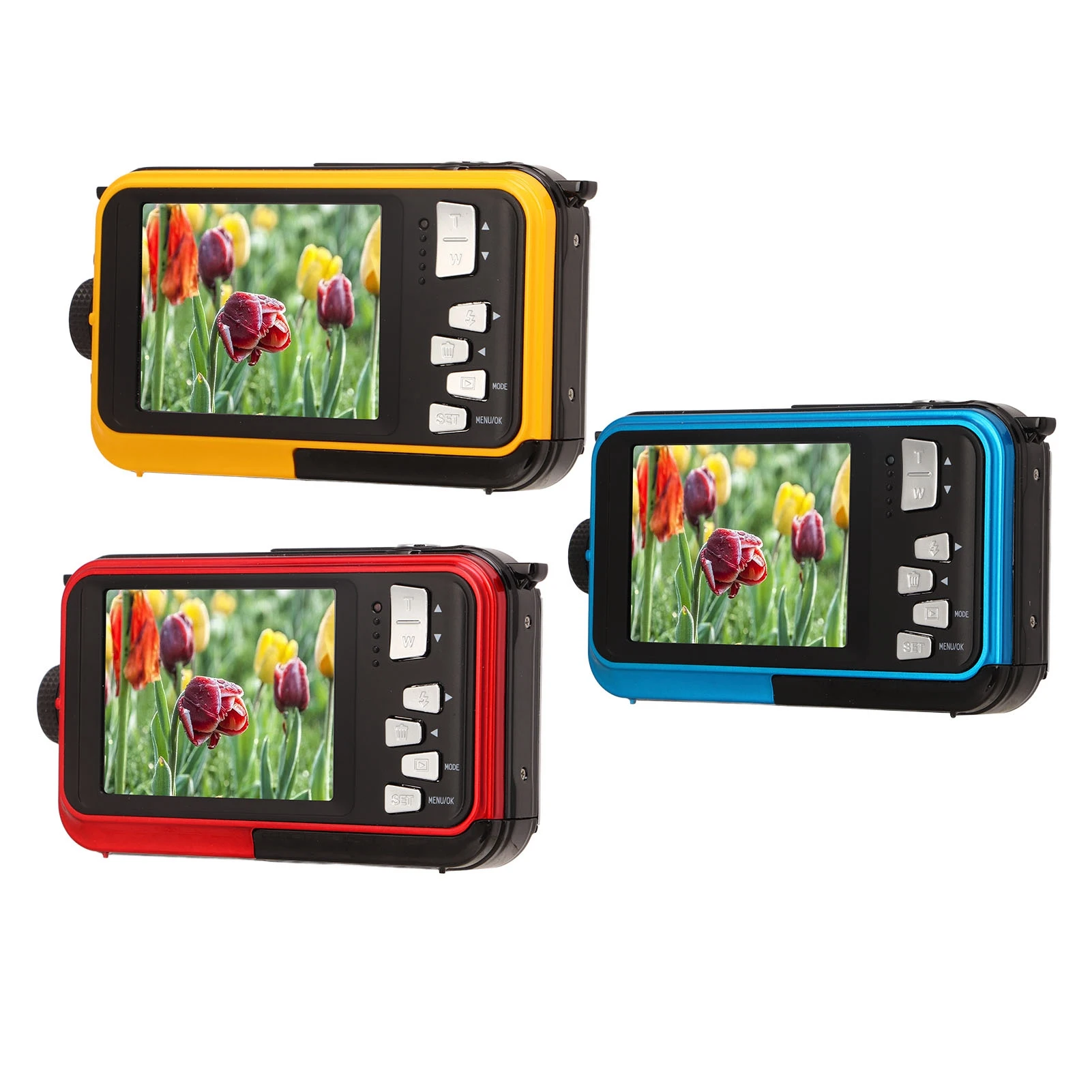 HD368 Full HD 2.7K 48MP 10ft Waterproof Underwater Digital Camera 16X Digital Zoom Front Rear Double Screens Digital Camera