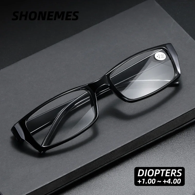 

SHONEMES Rectangle Men Reading Glasses Classic Women Hyperopia Eyewear Black Presbyopia Eyeglasses Diopters +1.0 1.5 2 2.5 3 4