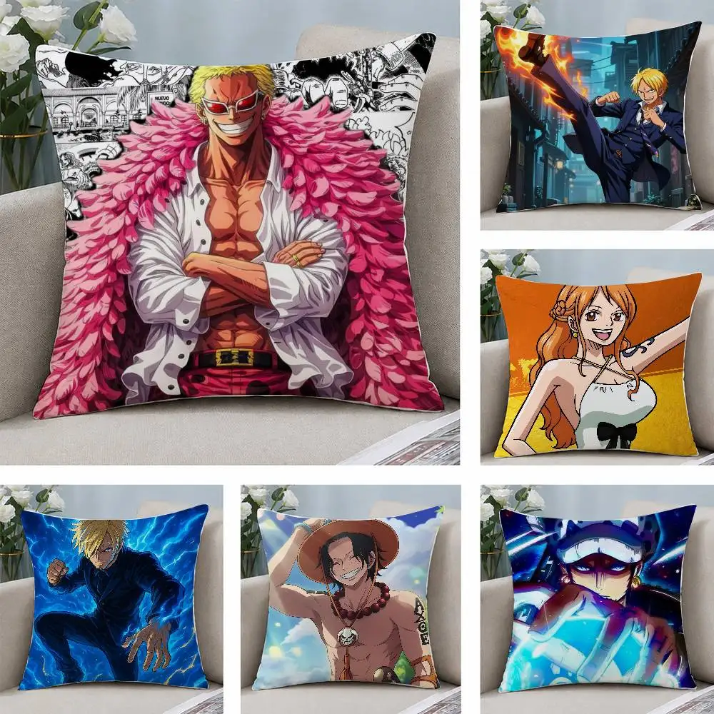 One Piece Portgas D Ace Anime Plush Pillow Cover Soft Short Plush Cushion Cover For Sofa Bedroom Home Decor Gift Decoration