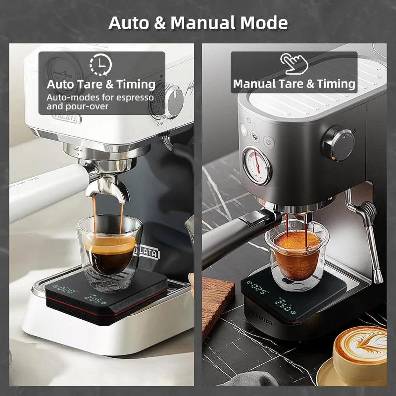 Bilancia da cucina ricaricabile Mini bilancia da caffè con Timer bilancia per caffè Espresso digitale ad alta precisione da 0.1g a 2kg