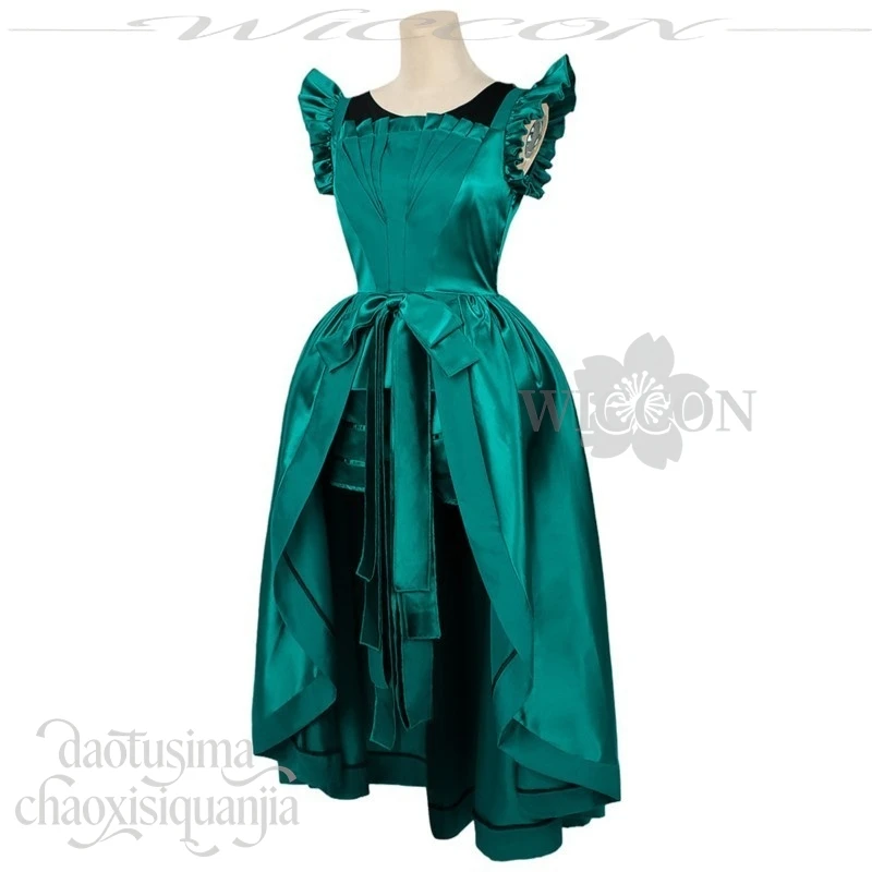 Agnes Cosplay Anime Movie Wed Classical Lolita Ball Dance Uniform Green Sleeveless Silk Long Dress Halloween Christmas Party Cos view 4