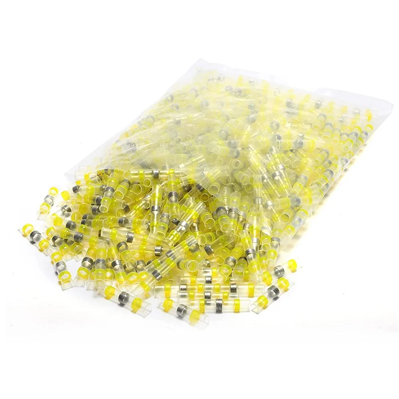 800 PCS Solder Seal Wire Connector Yellow 12-10 AWG - Heat Shrink Solder Butt Connector Tinned Auto Marine Boat Crimp