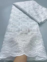 White African Cotton Lace Fabric 2024 High Quality Nigerian Lace Fabric Tissue Swiss Voile In Switzewrland For Dress F3852