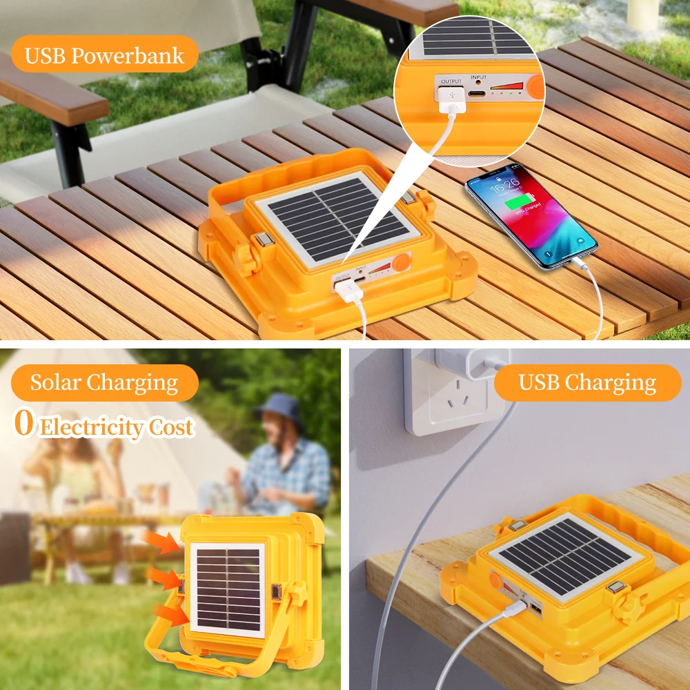 Linterna Solar portátil para exteriores, luz Led Solar para acampar, Banco de energía, tienda de campaña, linterna de emergencia, lámpara Solar recargable