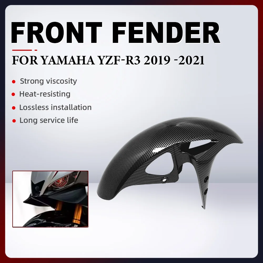 

Motorcycle Front Fender Mudguard For YAMAHA YZF-R3 YZFR3 YZF R3 2019 2020 2021 ABS Carbon Paint Wheel Cover Splash Guard Fairing
