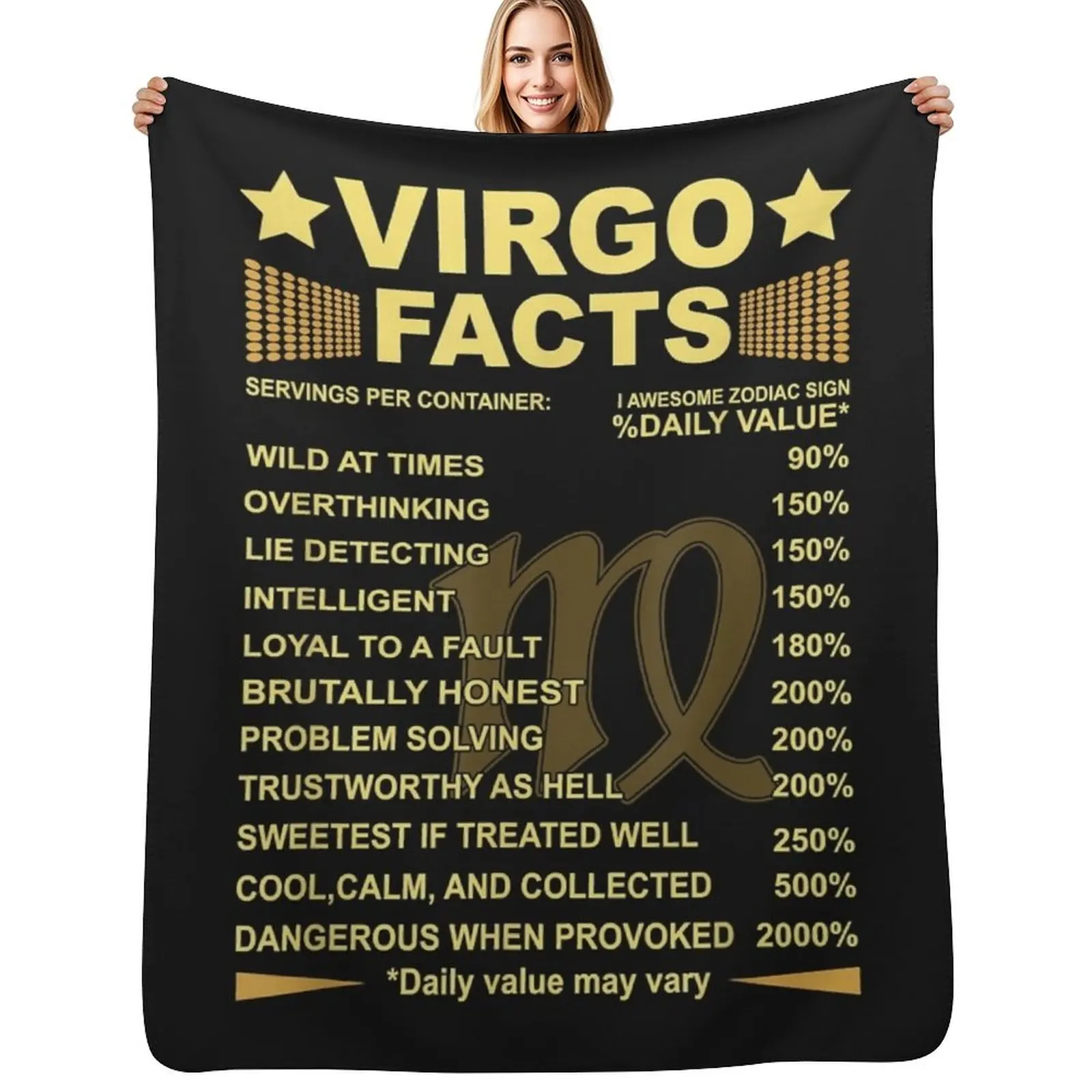 Virgo Facts Zodiac Funny Virgo Birthday Gift Tee Throw Blanket Cozy Throw Blanket for Bed Sofa Chair