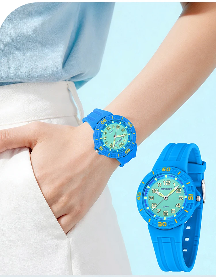 SANDA Men Women Student Quartz Watch Children Clock 50M Waterproof Luminous Durable Simple Elegant Sports Wristwatch