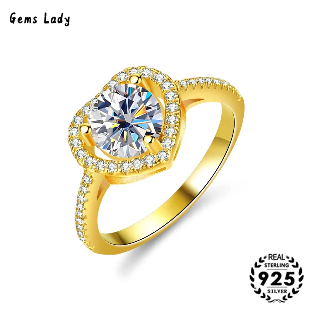 

Gems Lady Silver 925 1CT D Color Moissanite Gem Ring Female, Love Ring Jewelry Valentine's Day Gift Anniversary Gift Couple