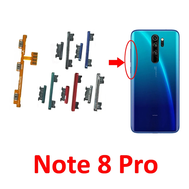 

Для телефона Xiaomi Redmi Note 8 Pro, новая кнопка регулировки громкости включения, выключения вверх и вниз, внутренняя часть гибкого кабеля для Redmi Note 8 Pro