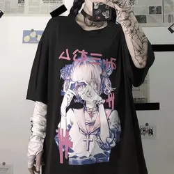 crop tops women T-shirts y2k Short Sleeve gothic Printing Tee Summer Grunge aesthetic Clothing Harajuku anime vintage OverSize