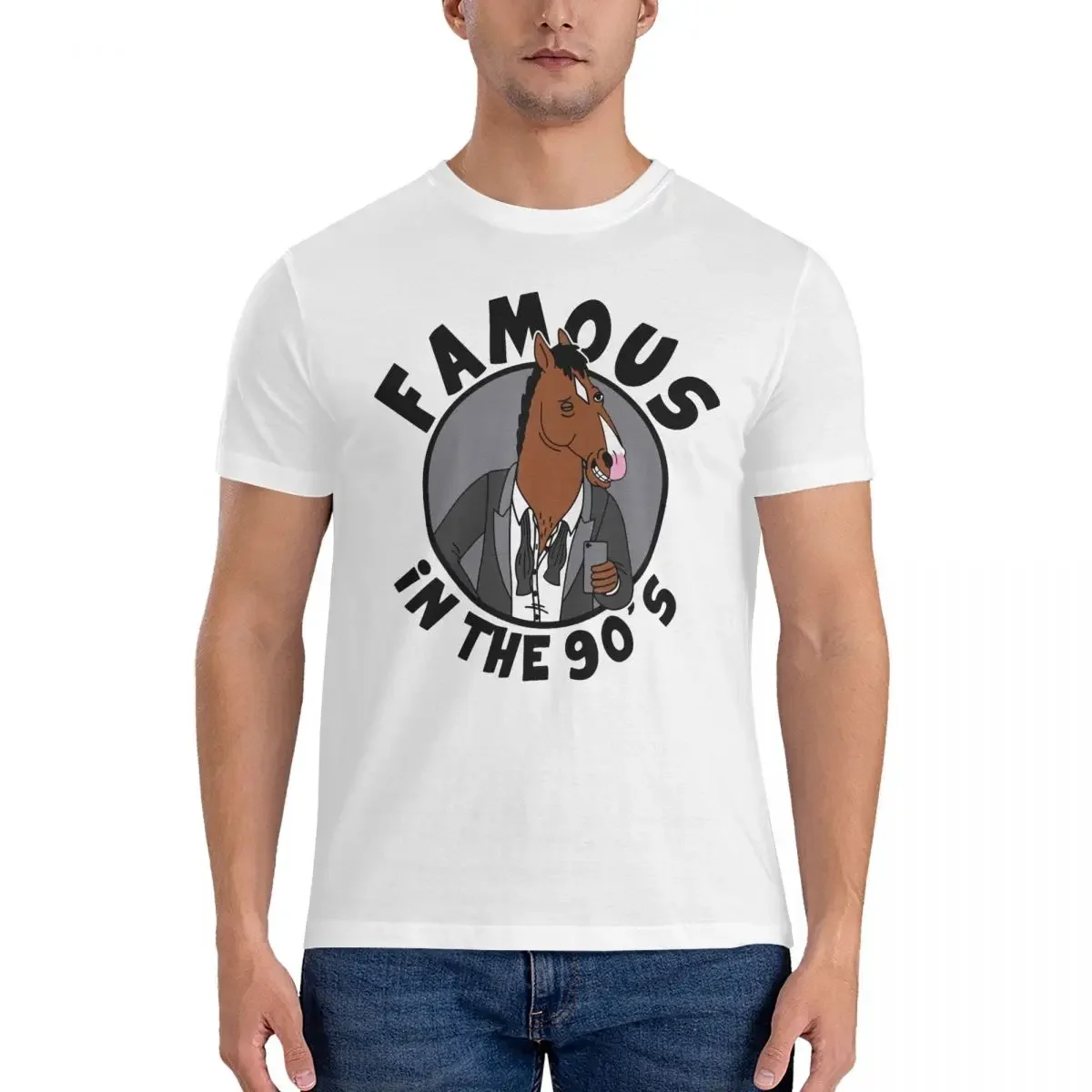 Men T-Shirt Famous In The 90's Leisure 100% Cotton Tees Short Sleeve B-BoJack Horsemans T Shirt Round Collar Tops Printing