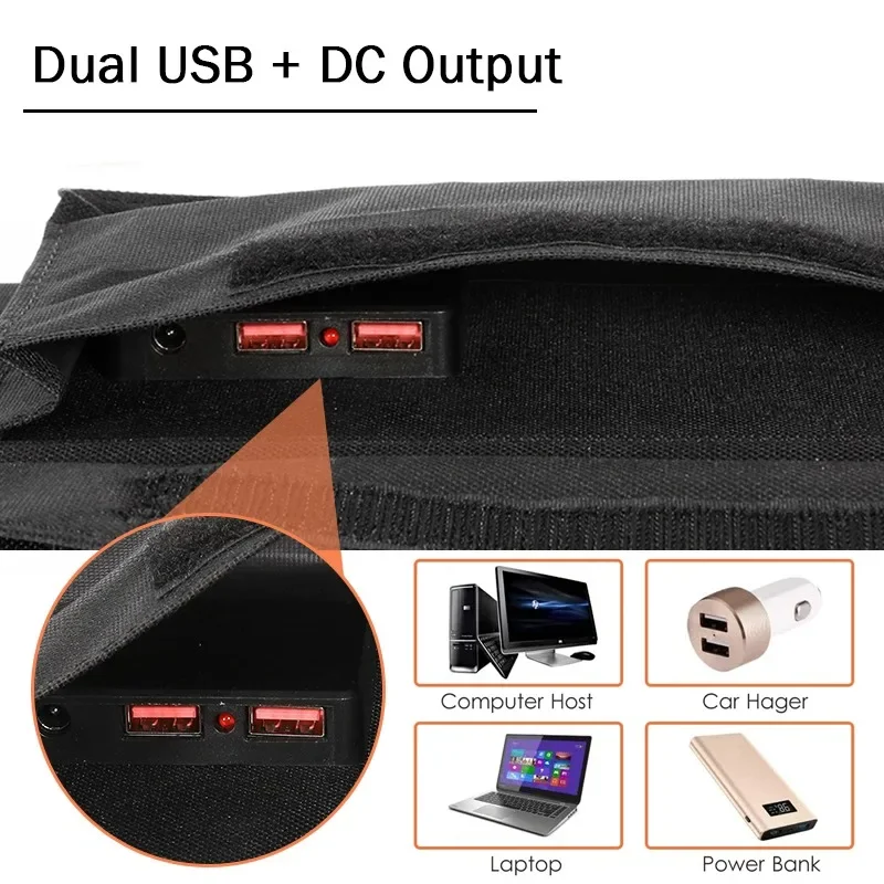 100W 6 Fold Solar Panel Folding Bag USB+DC Output Outdoor Solar Charger Portable Power Bank Phone Charging Power Supply