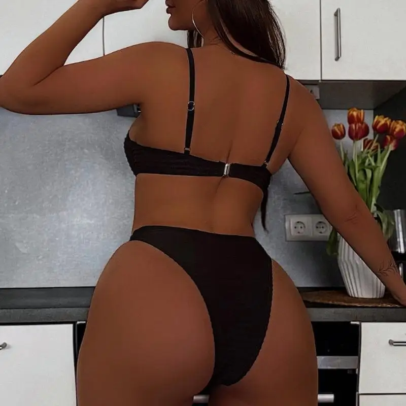 نساء 1 كمبيوتر سباحة للسيدات عاريات ملابس السباحة عالية قطع بدلة السباحة الحلقات المعدنية الإناث بدلة الاستحمام في ملابس الشاطئ #3