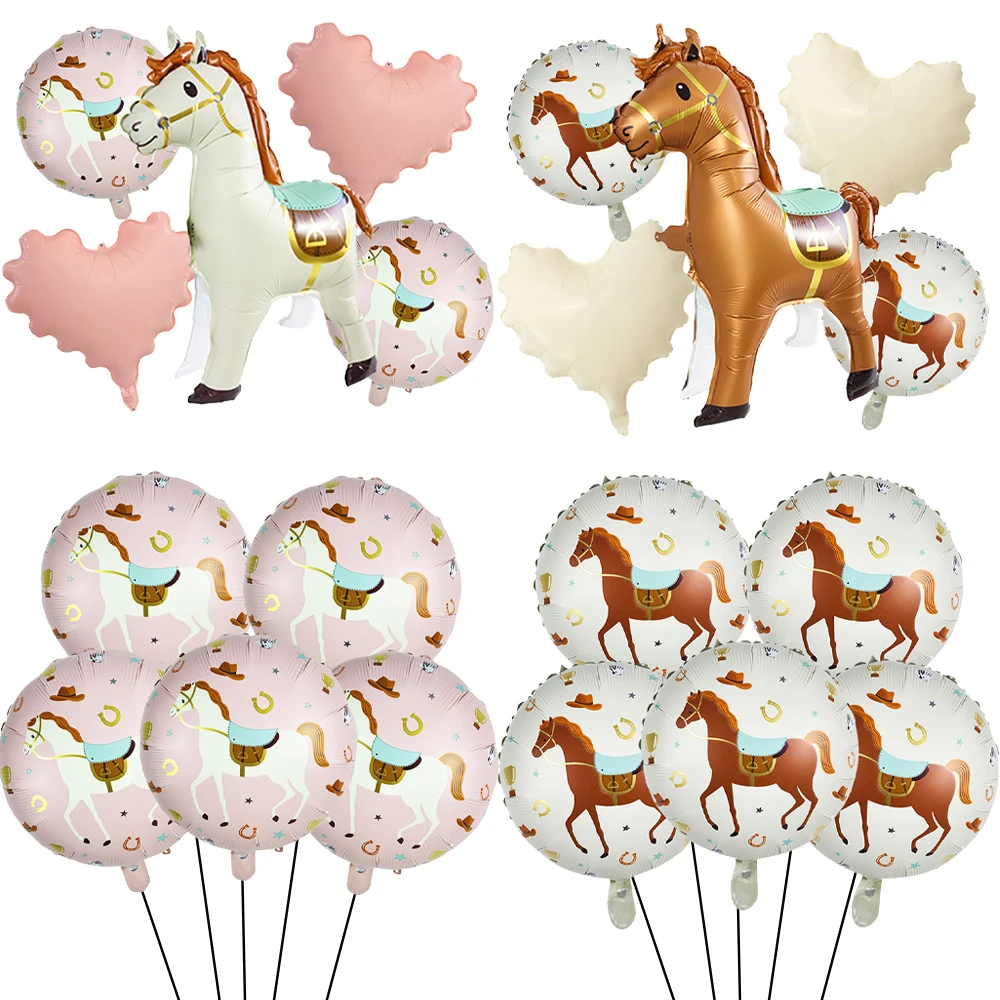 Pferde-Folienballon-Set 18 Zoll Pferdemuster-Ballon Stehendes Pony-Ballon-Set Geburtstags-Rennpferd-Party Babyparty-Dekoration