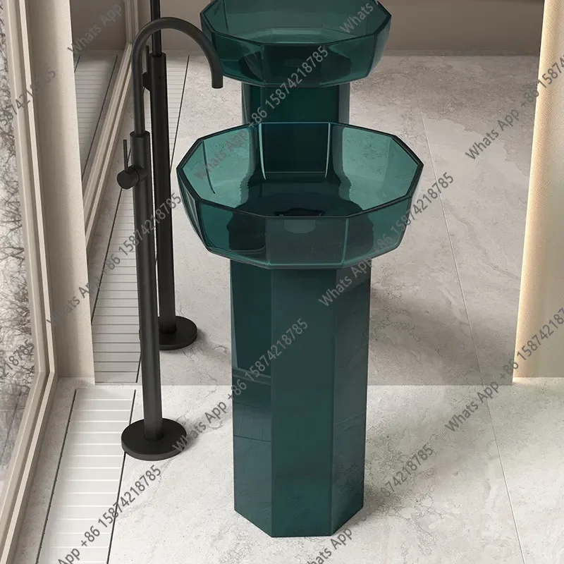 B40 X Column Basin Floor-to-ceiling Art Color Wash Table Resin Transparent Hotel Wash Table Customization