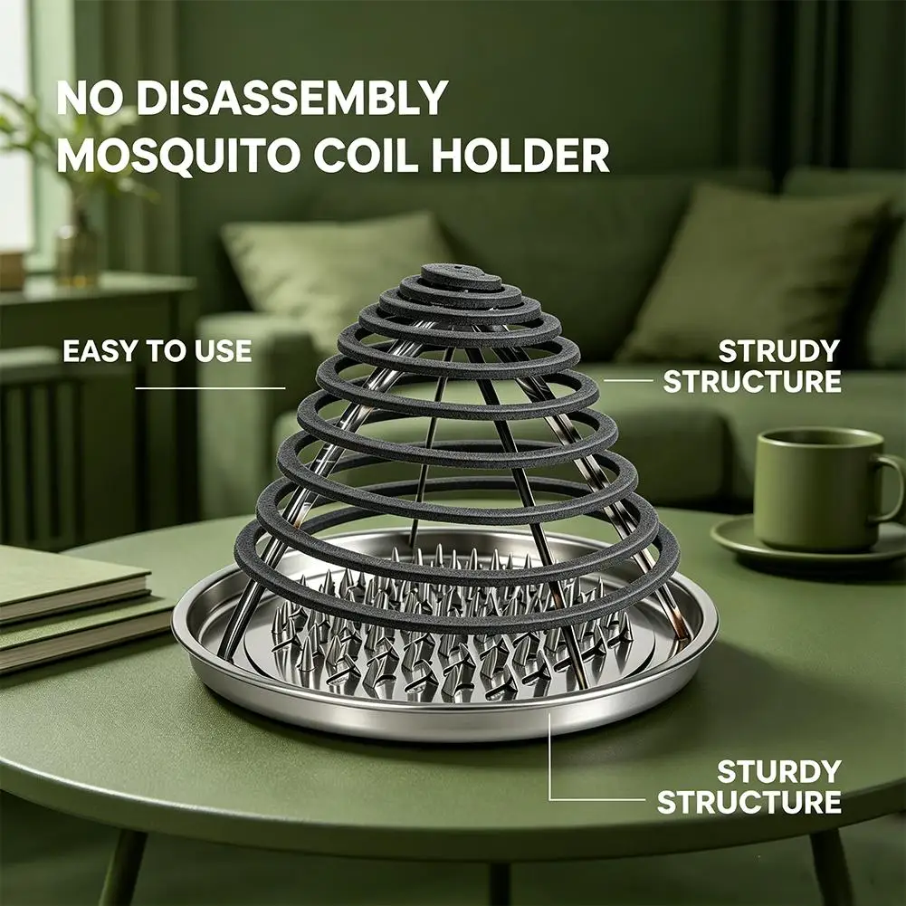 Stainless Steel Mosquito Coils Holder round Tray with Cover Easy to Clean Anti-Mosquito Supplies for Outdoor Picnic Travel