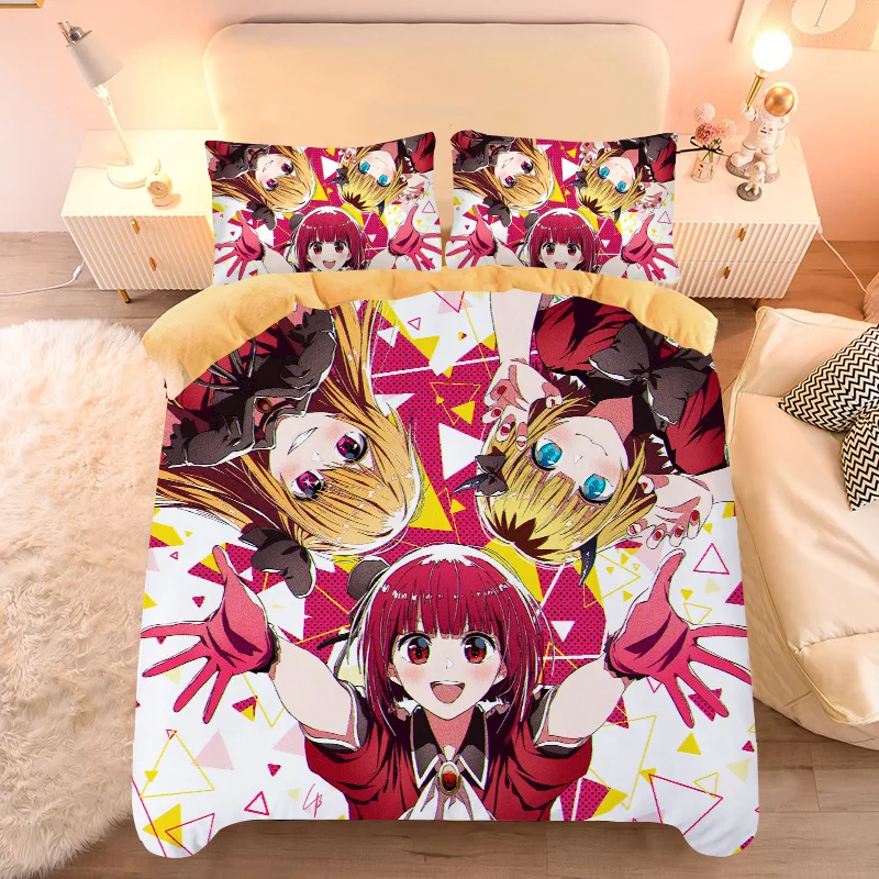 OSHI NO KO King Size Bedding Set Cute Anime Figure Hoshino Ai 3D Print Pillowcase Quilt Cover Sets Student Dormitory Bed Linings