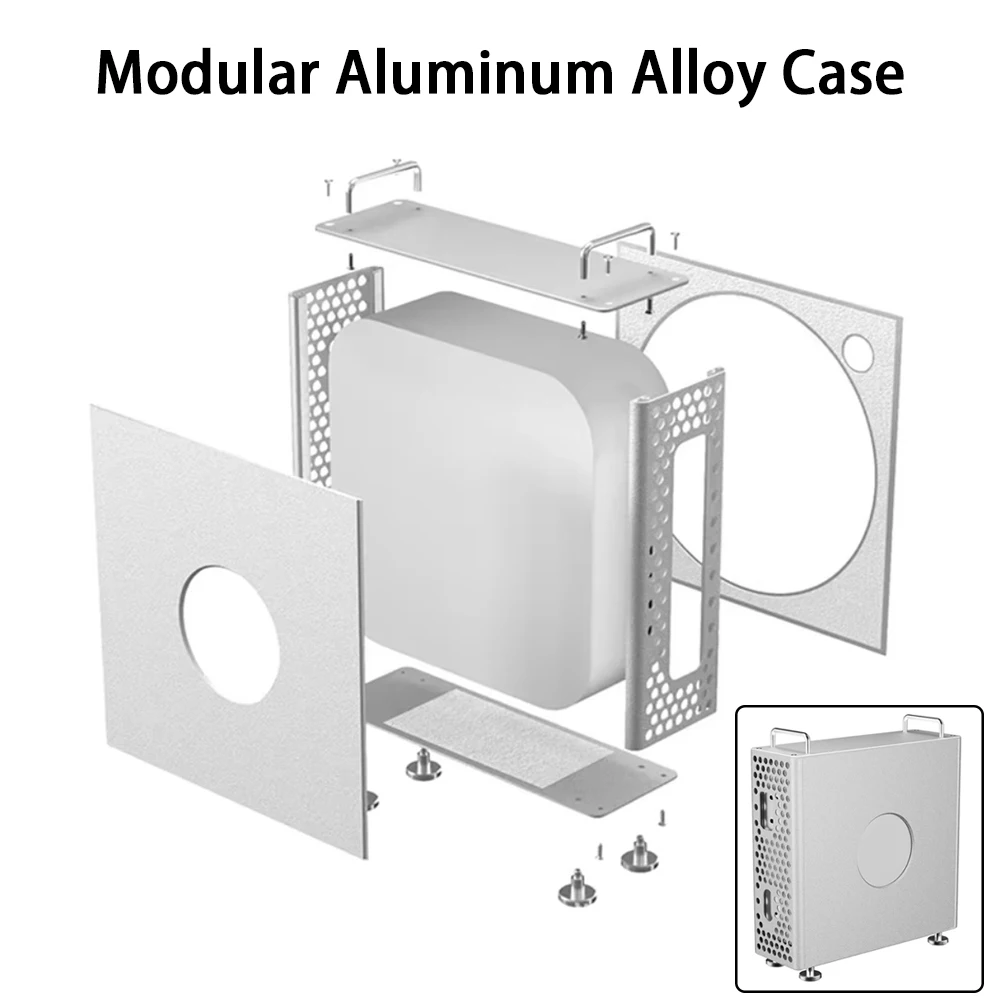 For Mac Mini M4/M4 Pro Modular Aluminum Alloy Protective Case Hollow Heat Dissipation Dustproof Shockproof Shell for Desktop