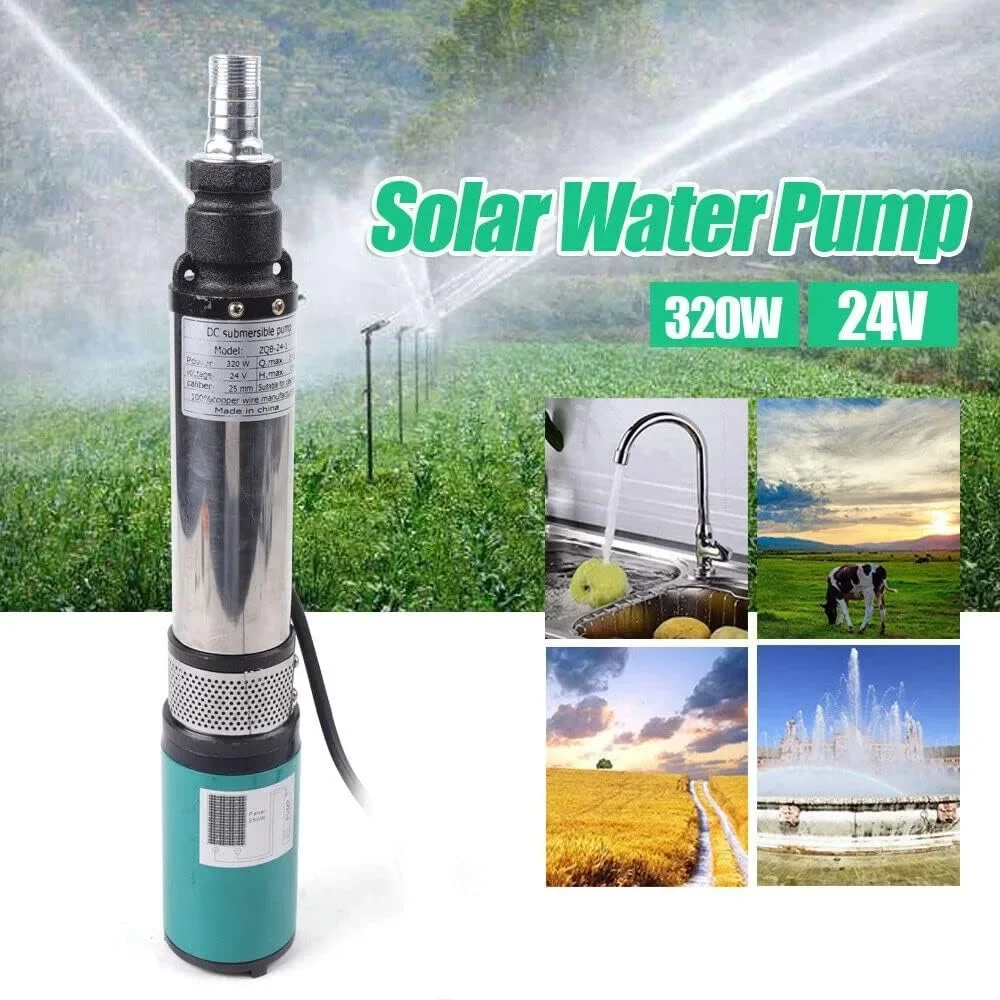 Stainless Steel Deep Well Submersible Pump 22GPM DC24V with 52ft Cable Outlet Diameter 0.98in for Industrial Irrigation Home Use