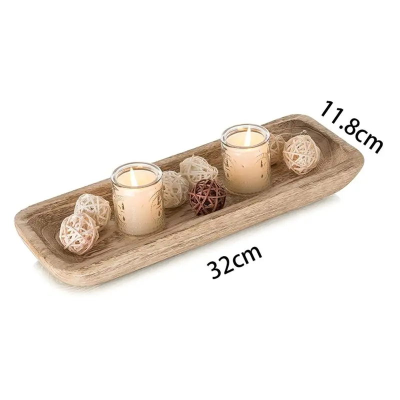 Hot Sale-Decorative Wooden Dough Bowl, Large Wooden Center Bowl For Kitchen Dining Table Tray, Use For Home Decoration