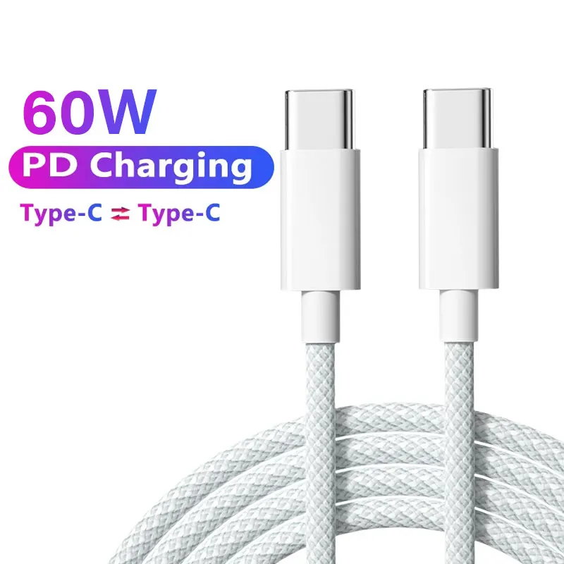 Type C to Type C Cable For iPhone 15 Pro Max iPad PD 60W USB C Fast Charging Cord For Xiaomi 13 12 Samsung Oneplus POCO Redmi