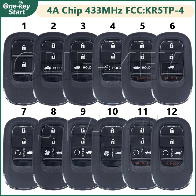 Intelligenter Fernbedienungs-Autoschlüssel 4A-Chip 433MHz FCC:KR5TP-4 für Civic CR-V Accord HRV FIT XRV ZRV Odyssey Pilot 2022-2024 【EIN-TASTEN-START】 – Detail 1