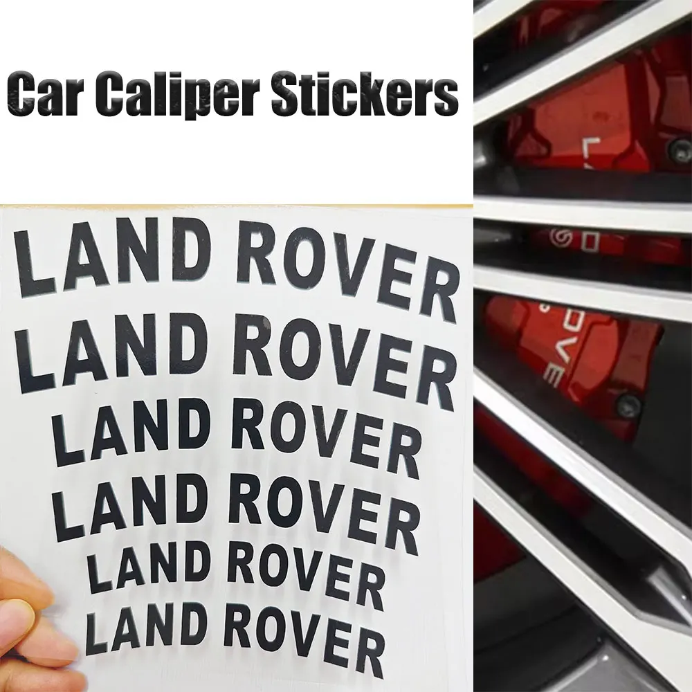 6Pcs PVC Car Brake Calipers Sticker Decals For Land Rover Discovery 2 3 4 5 Sport Range Rover Sport SV Evoque L322 Vogue Velar