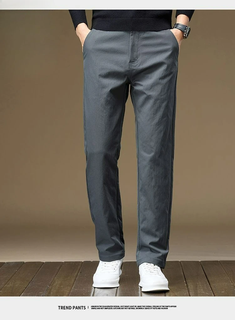 Herren Business-Hose, Gerade Passform, Baumwolle, Lässige Hose, Modische Herrenhose mit Elastischem Bund, Dehnbar, für Frühling und Herbst, Vielseitige Arbeitshose – Detail 12