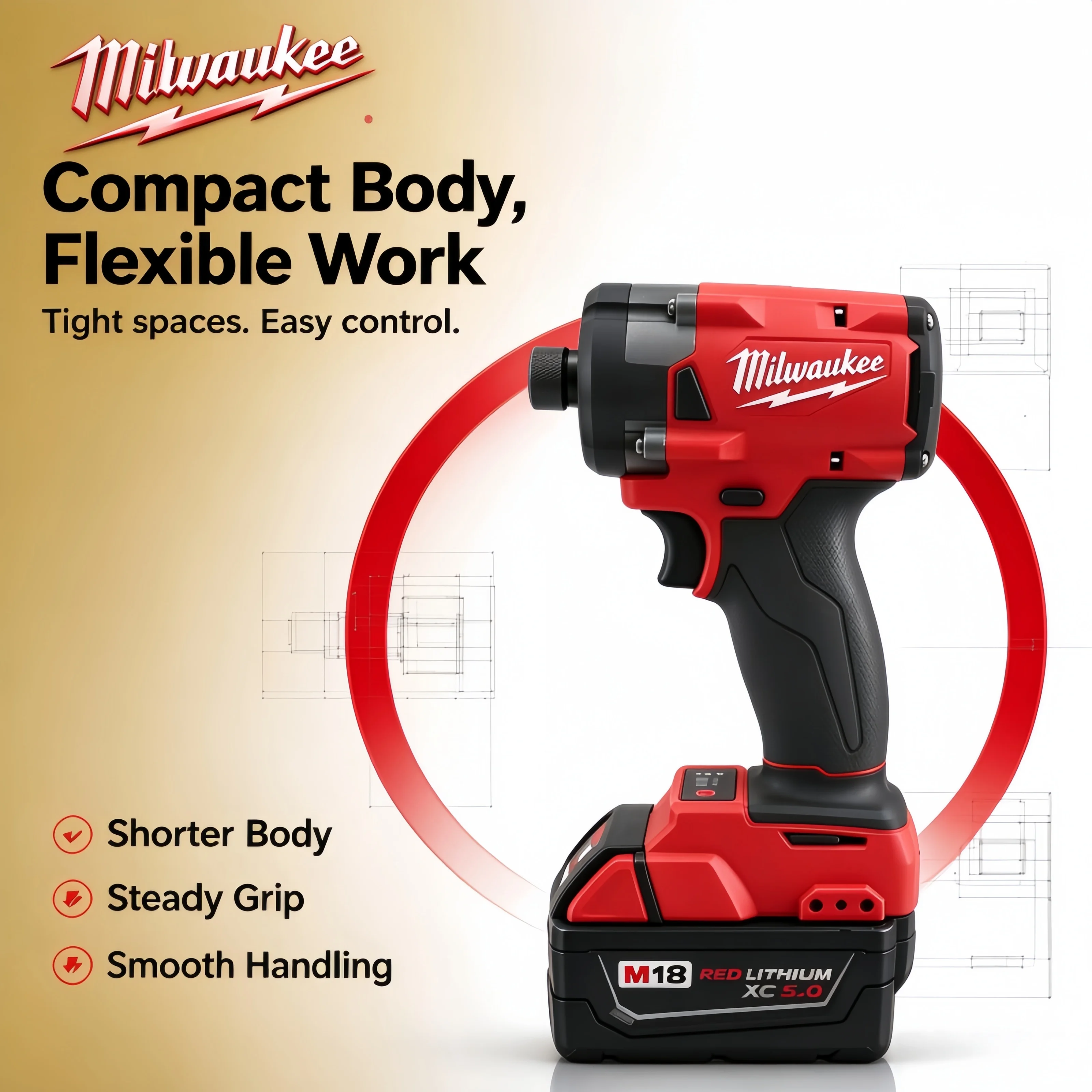 18V Cordless Brushless Impact Driver Milwaukee M18 1/4