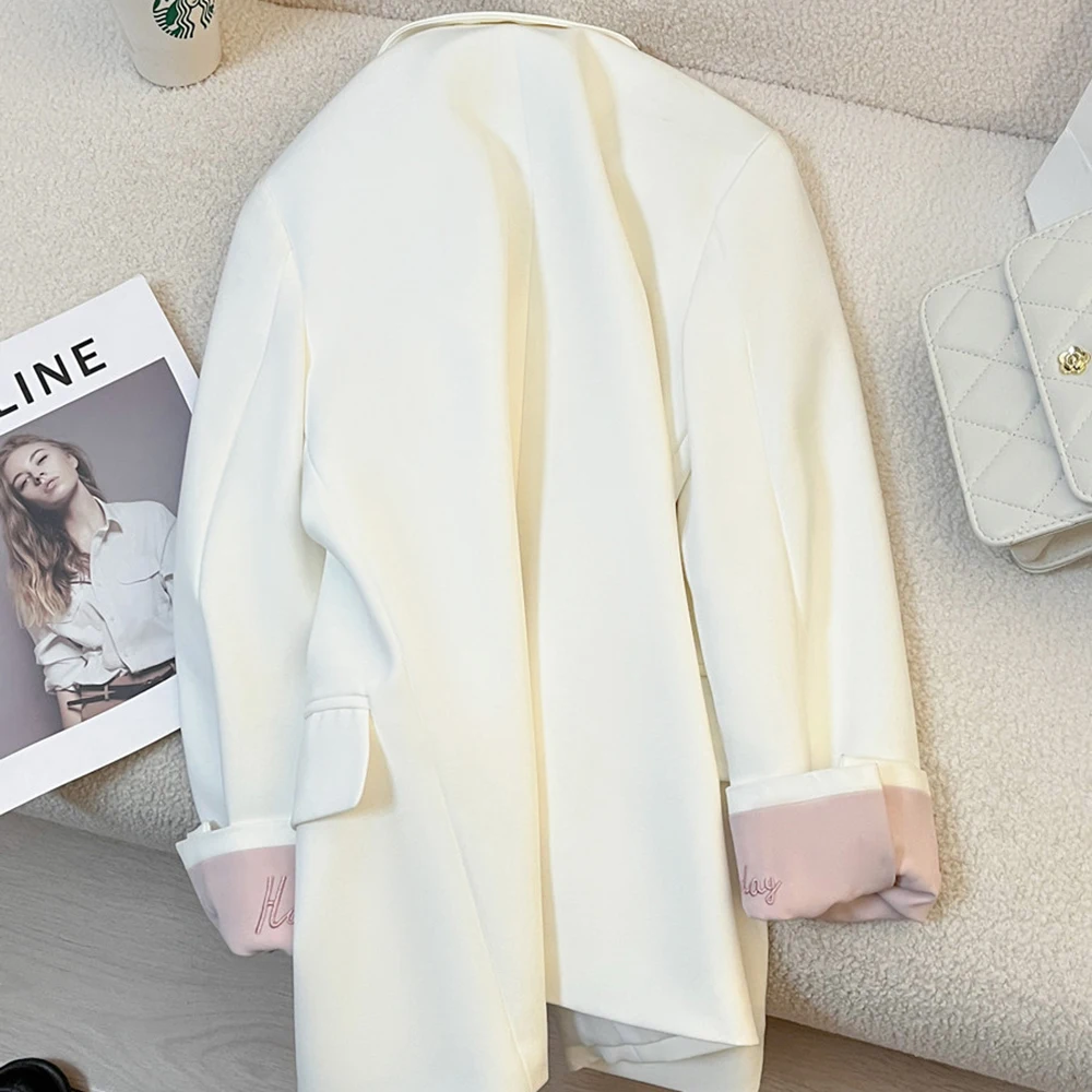 Women Suit Casual Jacket Classic Style Short Coat New Fashion Chic Embroidered Cuff High-End Design Cool Female Short Outwear