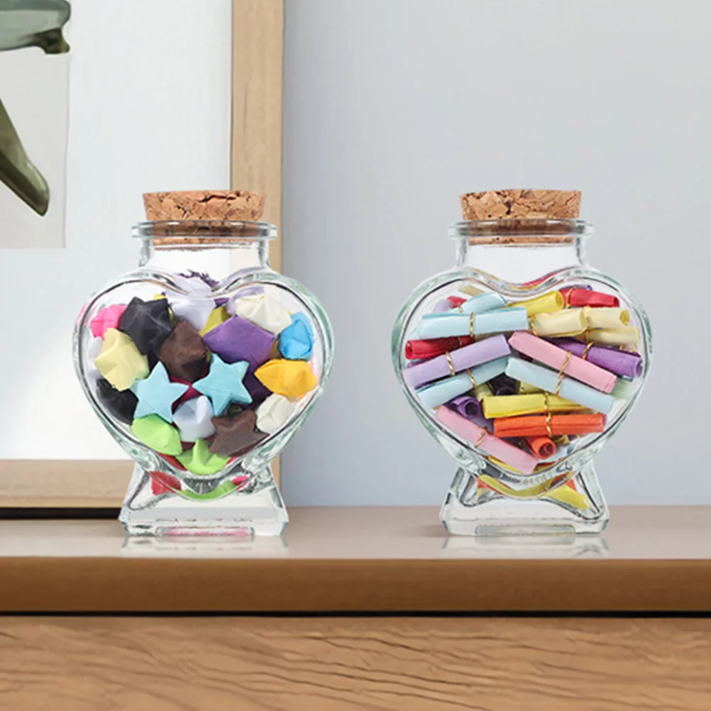 

4pcs Glass 50ml Jar Love Empty Glass Wishing Wooden Cork DIY Wish Wishing Decorative Storage