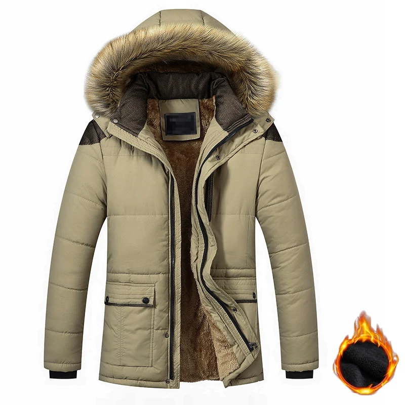 

2023 New Men Winter Outdoor Casual Thickened Cotton Jacket Windproof Waterproof Keep Warm Detachable Hooded