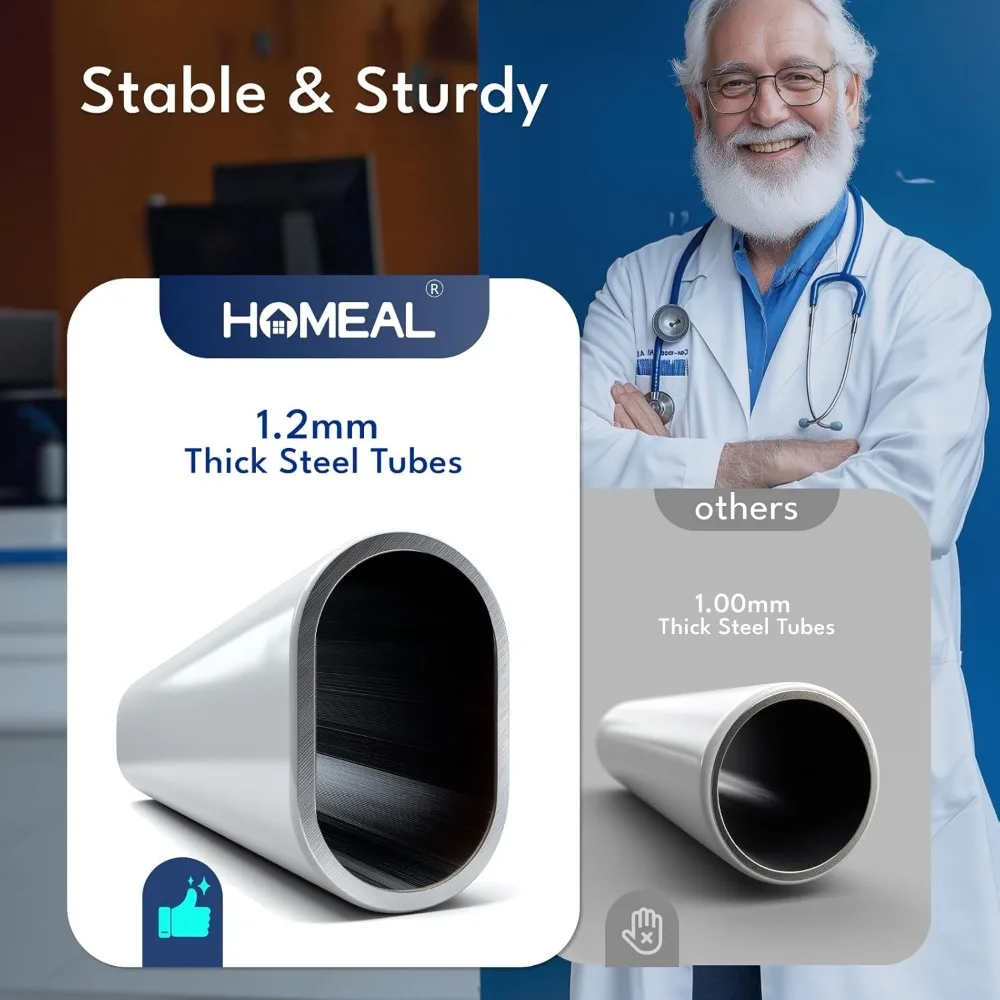 Adjustable Bed Safety Rail for Seniors, Heavy Duty 350lbs Support with Storage Pocket & Strap, Fits Standard Beds (Grey)