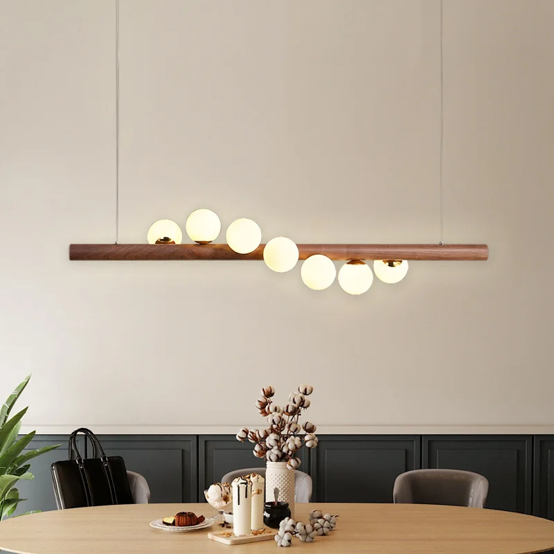 

Solid Wood Magic Bean LED Pendant Lights Modern Nordic Simple Dining Room Coffee Shop Bar G4 Home Hanging Lamp Luminaire