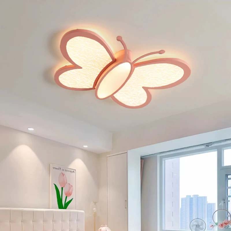 

Children's Room Butterfly Ceiling Lights LED White Pink Butterfly Light Modern Warm Baby Room Boy Girl Bedroom Ceiling Lamps
