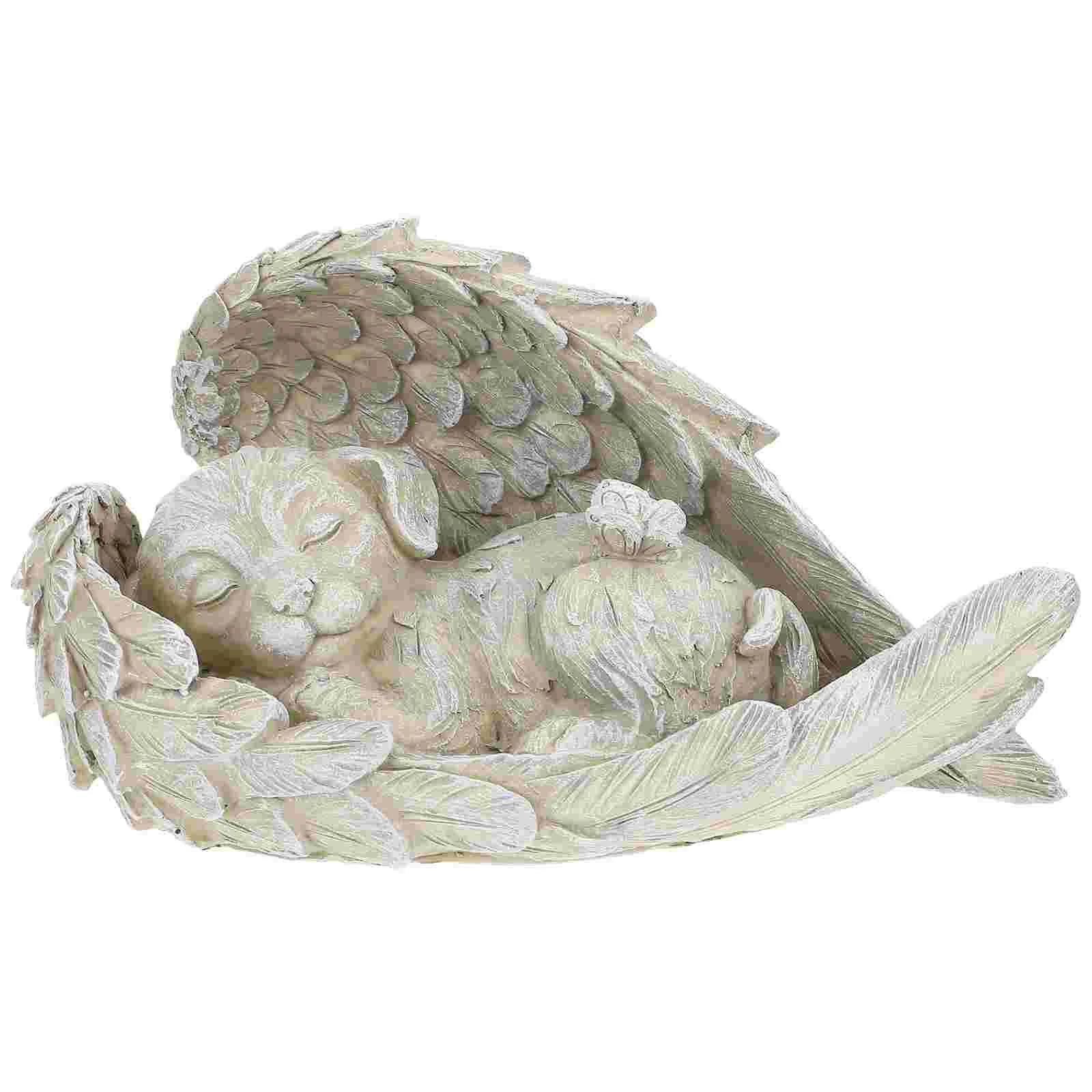 

Pet Dog Tombstone Resin Ornament Autumn Courtyard Decoration Garden Figurine Light Grey Home