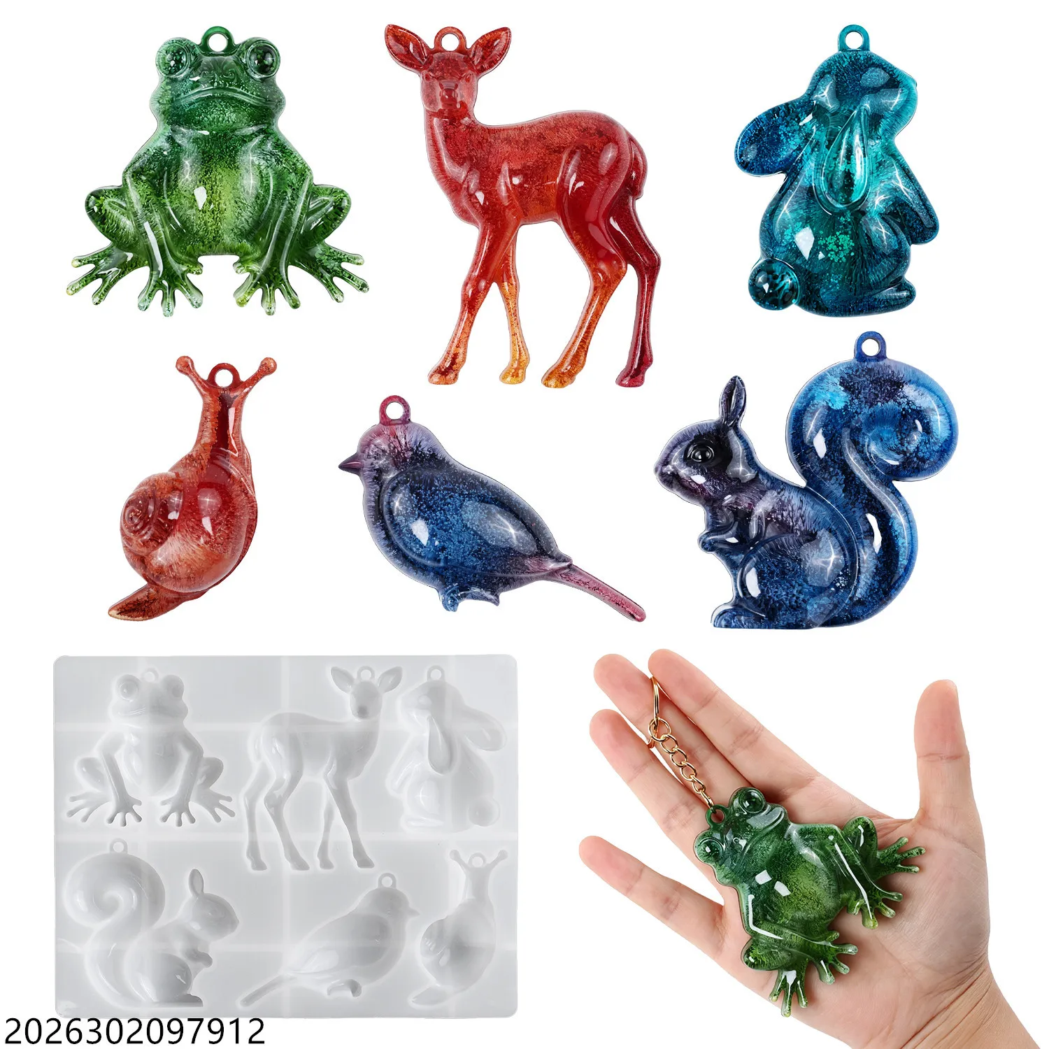 

DIY Epoxy Resin Animal Keychain Silicone Mold - Frog, Fawn, Bird, Squirrel Pendant, Mirror Finish Craft for Gypsum & Resin Casti