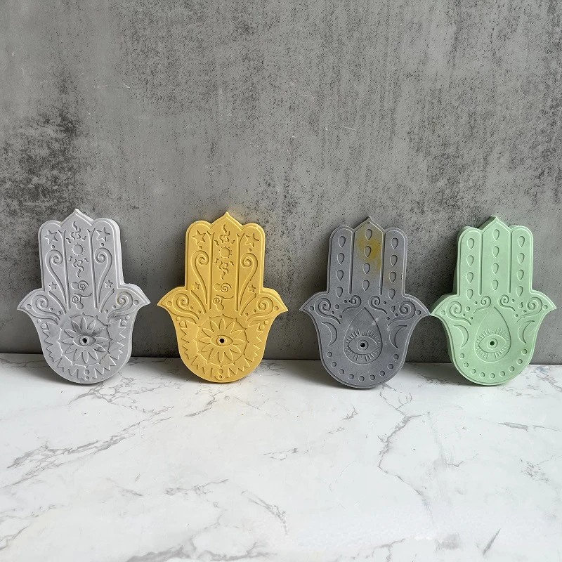 Fatima Lucky Hand Silicone Molds Hamasa Hand for Cement Incense Holder Tray Concrete Incense DIY Cement Bracket Crafts Moulds