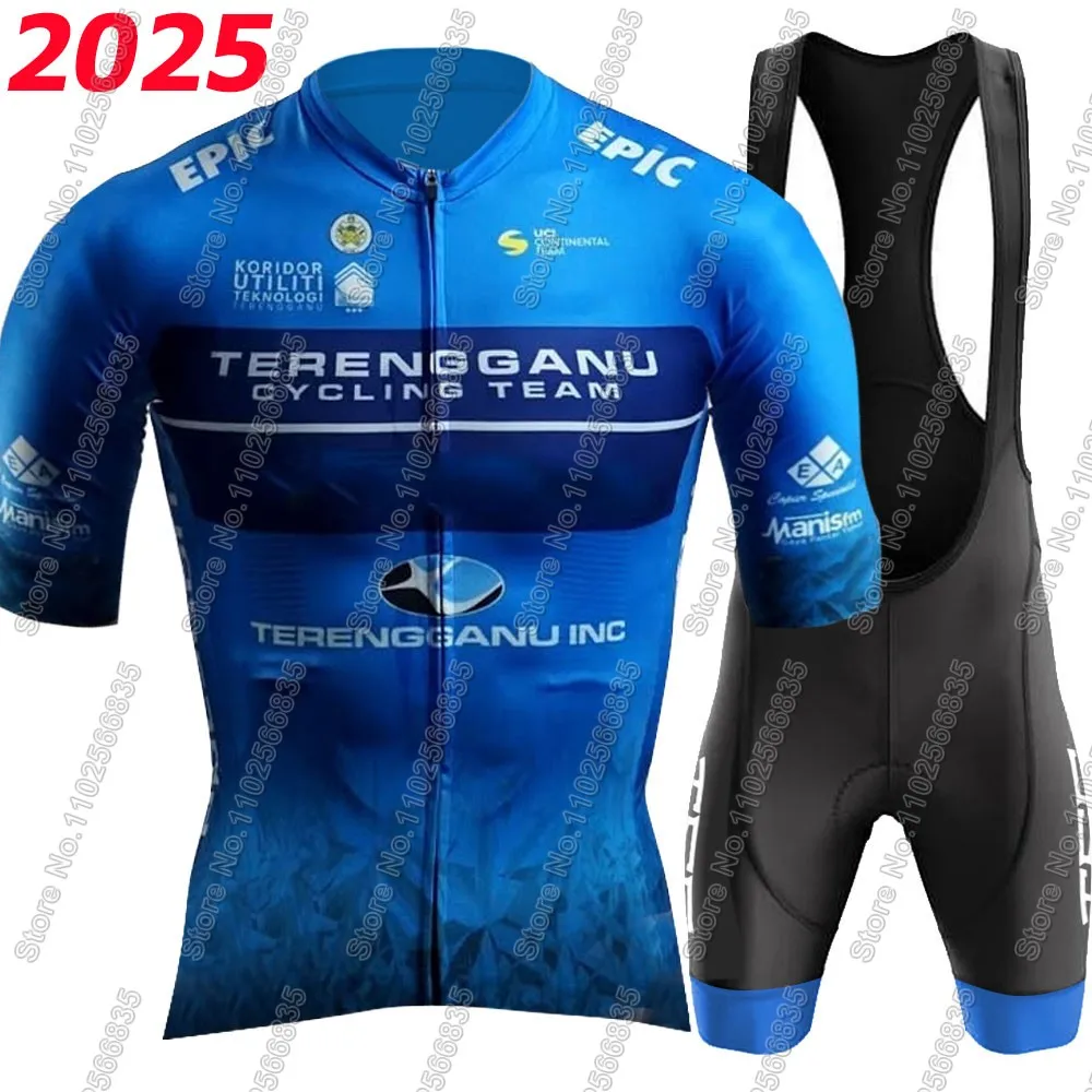 2025 Terengganu Cycling Team Jersey Set Malaysia Cycling Clothing Men's Short Sleeve Kit Road Bike Shirt Suit Bicycle Bib Shorts