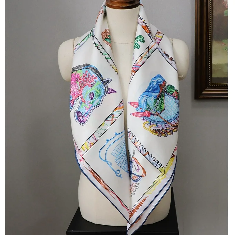 Women 100% Silk Scarf Shawl Foulard Echarpe Thicken 18mm