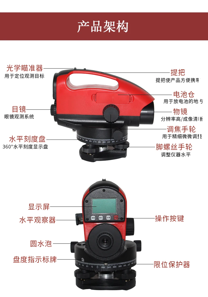 Digital electronic Dumpy level, full set of high-precision engineering survey, digital display, Distance measuring