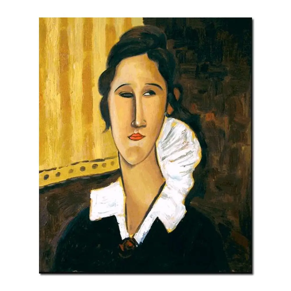 

Handmade Canvas Art Oil Painting Portrait of Anna Zborovska of Amedeo Modigliani Woman Artwork Home Office Study Room Wall Decor