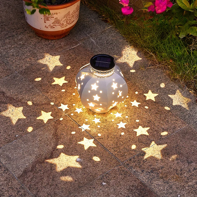 Iron Pentagram Light Shadow Solar Lamp Star Night Light Garden Lamp Garden Decorative Lamp LED Lawn Lamp