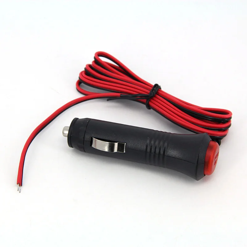 Car 12V Universal Cigarette Lighter Wire Plug with Switch Fuse LED Indicator Car Power Cord 1.5 meter