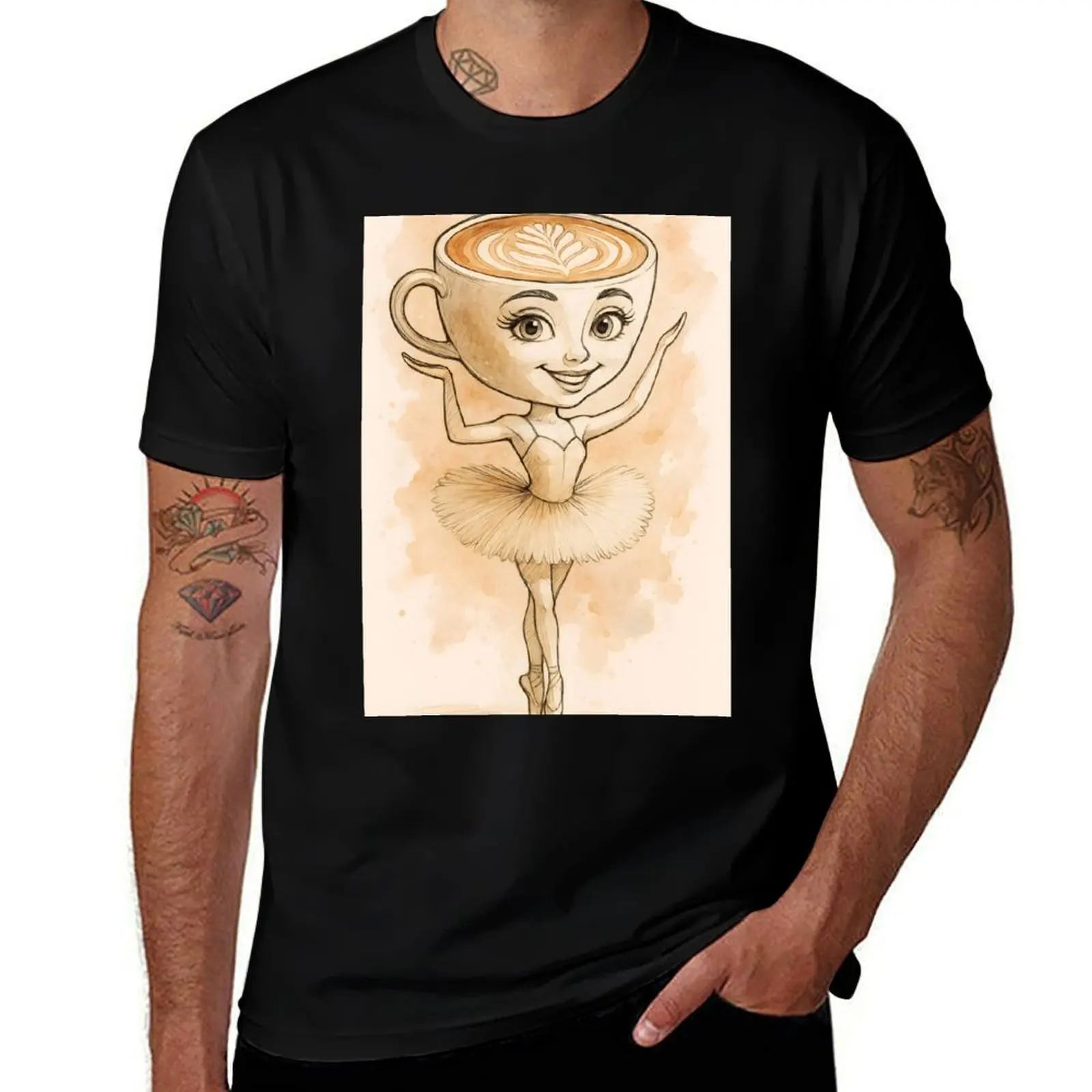 

Ballerina Cappucina aquarelle lineart art T-Shirt summer top plus size tops sublime custom shirt Men's t shirts