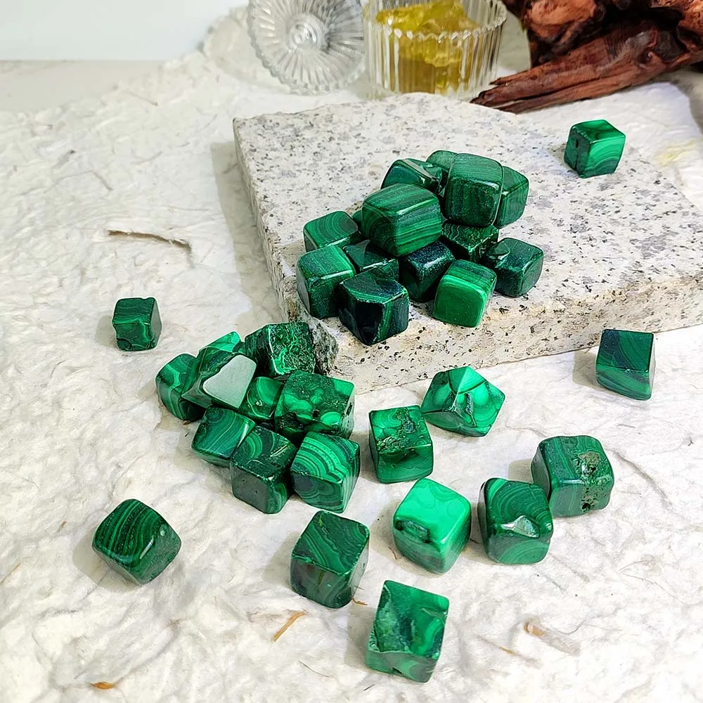 100% Natural Crystal Genuine Malachite Irregular Cubes Healing Reiki Home Decor Polished Outdoor Garden Ornament Gems Gifts