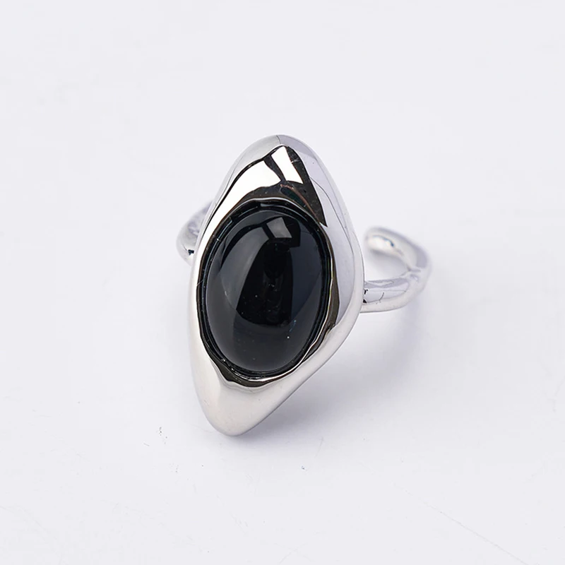 Foxanry Black Zircons Wedding Rings for Women Couples New Trends Irregular Geometric Handmade Party Jewelry Gifts DropShipping