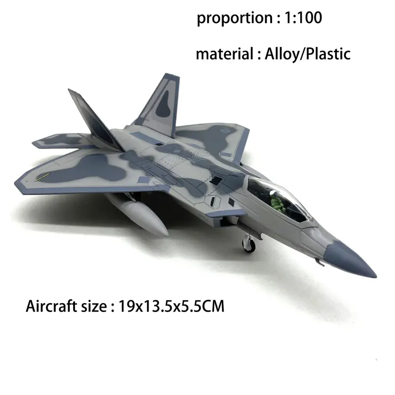 Military aircraft model US F-22 fighter Raptor stealth fighter Children's toys, boys' birthday gifts, puzzle toys, collection