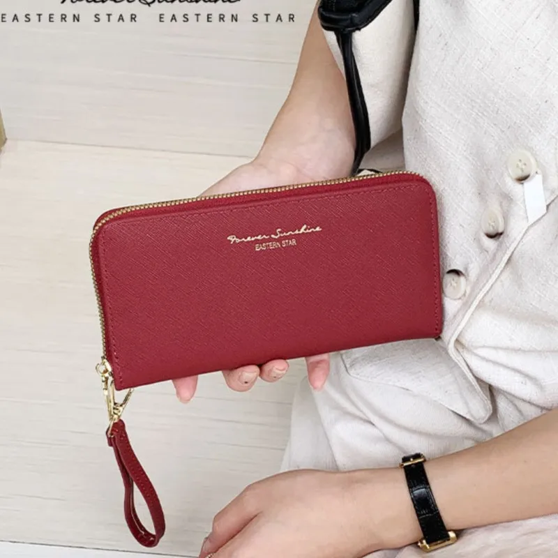 

Модный длинный кошелек для женщин, вместительный держатель для карт с несколькими слотами, сумка с застежкой-молнией, сумка с ручной оббивкой, роскошный женский кошелек Cartera Mujer